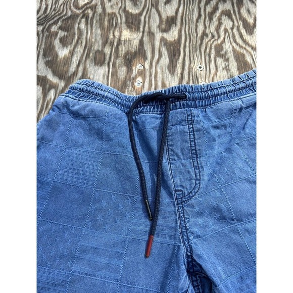 Tommy Hilfiger Denim Shorts Mens Small Patchwork Patch‎ Blue Pockets Retro Hip - Picture 4 of 8